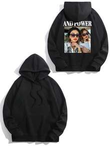 Personalized Photo & Text Custom Plus Size Women's Fleece Sweatshirt, Customize Your/Couple's/Family's/Pet's Lucky Number & Blessing, Valentine's Day Personalized Gift, Christmas , Autumn Wear, Back To School, Fall Fashion, Autumn/Winter, Holiday Gift, Birthday Gift, Party , Winter