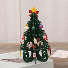 1pc Christmas Decor Gift, Wooden Christmas Tree, Christmas Decoration Gift, 6-Piece Tree With Random Small Ornaments (Slight Paint Chipping Is Normal, Color May Differ Slightly From Photos Due To Lighting) - Multicolor - View 4