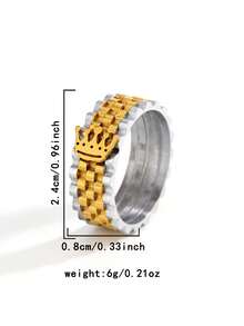 1 pieza Anillo corona dorado de moda, material de acero inoxidable - Dorado - Ver 7