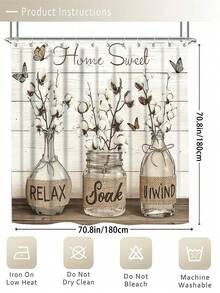 Set de perdele de duș retro cu fluture și sticlă, 1/3/4 buc, accesorii impermeabile și rezistente la uzură, cu 12 cârlige - include husă pentru scaun de toaletă, covorașe de baie și covoare - țesătură din poliester antiderapantă - lavabilă - perfectă pentru decor de sărbători, decor pentru casă/dormitor/casă/vest, decor de Crăciun