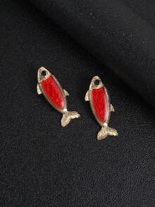 Un par de pendientes retro de carpa cruciana azul, serie ZAA, exquisitos, de moda y personalizados con elementos marinos de carpa cruciana azul retro, adecuados para el uso diario de las mujeres