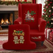 1 set de 2 huse de scaun cu imprimeu Moș Crăciun, tigru, pentru canapea cu un singur loc, rezistente la praf, pentru living, dormitor, hotel, husă de scaun aplicabilă în toate anotimpurile, cu cotiera, husă de scaun cu fund elastic gros