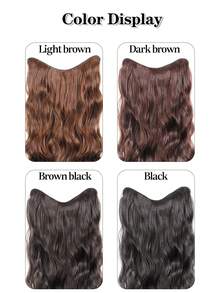 16/20/24/28英寸长波浪V型接发合成长波浪发型棕黑色深棕色假发耐热假发夹式接发3件/套女士日常佩戴1件