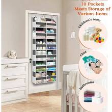 Organizador sobre la puerta, 6 niveles, extragrande detrs de la puerta, almacenamiento de 12 compartimentos, capacidad de peso de 80 libras, organizador de almacenamiento para colgar con ventana - 6 niveles - Gris - Ver 7