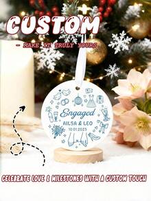 Ornamento di fidanzamento personalizzato, ornamento in ceramica per matrimonio personalizzato, regalo di primo Natale fidanzati, ricordo per coppia appena sposata, decorazione con iniziali e data personalizzata, ornamento con iniziali della coppia, ornamento con data personalizzata, decorazione natalizia personalizzata, ornamento per albero di anniversario, regalo di matrimonio personalizzato, ornamento per coppia personalizzato, ornamento per albero di anniversario, regalo natalizio personalizzato