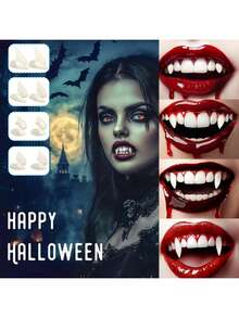 Vampire Teeth Fangs, Halloween Vampire Accessories Realistic Vampire Fangs, Halloween Fake Teeth Cosplay Vampire Costume For Woman Men Halloween Party Makeup Dress Up Favors