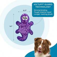 Outward Hound Durablez Large Gecko Stuffing-Free Squeaky Plush Dog Toy For Puppies &Amp; Dogs - Interactive, Soft Yet Tough, No Mess, Jumbo Squeaker, Long-Lasting Play, 175 Inch, Multicolor - MàuH - Xem 3