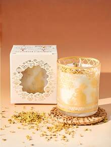 1 pièce Tasse à encens parfumée à la fleur d'osmanthus avec lapin de la mi-automne / Tasse à bougie / Cire végétale / Usage domestique / Parfum sans fumée / Bougie DIY / Cadeau / Mi-automne / Décoration de fête pour Nouvel An / Bougie parfumée pour Nouvel An / Souvenir / Convient comme cadeau pour la famille et les amis / Bougie d'aromathérapie / Convient pour l'anniversaire, la Saint-Valentin ou la Fête des Mères / Nouvel An