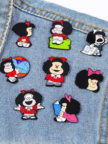 1 Classic Cartoon Badge - Cute Mafadaename Badge, Vibrant Colors, Durable Acrylic Badge For Clothing, Backpacks, Jackets - Unique Gift For Friends, Apparel Accessories, Lively Design, High-Quality Badge, Backpack Accessories, Fashion Accessories, Retro Aesthetics, Funny Style, Durable Material, Sturdy Construction, Decorative Badge, Logo Collection - Multicolor - View 2