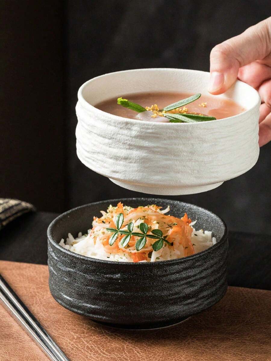 1 Marble Patterned Bowl, High-End Single Serving Grain/Rice Bowl, Suitable For Creative Rock Patterned Bowls In Kitchens And Restaurants, High-End Home Feel, Single Person Rice Bowl, New Plastic Bowl, Dessert Bowl, Commercial Black Bowl, Small Bowl