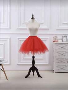 A Women's White, Black, Red, Lake Blue, Rose Red, Orange, Fluorescent Green, Fluffy Style Tutu Dress, Asymmetrical Half Skirt, Petticoat, Princess Dress, Puffy Dress, Multi-Layer Gauze Dress, Boneless Short Skirt, Support. Suitable For Festival Stage, Banquet, Performance Dress, Cosplay Decorative Dress, Dance Dress, Festival Decorative Dress, Wedding Bride And Bridesmaid Petticoat - Multicolor - View 14