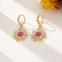 1 Pair Retro Dopamine Glitter Sunburst Fashion Versatile Earrings - Multicolor - View 1