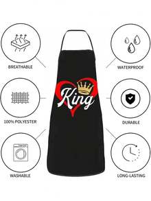 1 件厨房烹饪围裙，80 * 60 厘米/31.5 * 23.6 英寸涤纶围裙，女士围裙，简约风格围裙，字母短语印花围裙，加厚可爱防水腰围，时尚家务厨房家用工作服，厨房用品。厨房餐厅。厨房小工具。厨师围裙