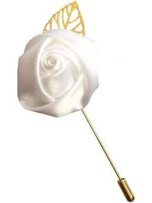 Estilo12 Piezas / Juego De Botonier Para Novio Boda Rosa De Seda (3.5 Cm) De Flores, Accesorios Para GraduacióN Alfiler DecoracióN Para Traje De Hombre, BlancoVersióN Mejorada - Marfil - Ver 2