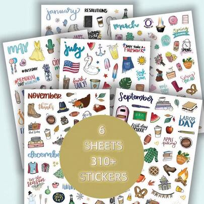 Holiday Seasonal Planning Stickers - Daily Planner Stickers - Various Stickers Suitable For Decoration, Planning, Scrapbooking, Aesthetic Journals, And Junk Journals