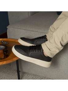 Men's Casual Tiger Platform Sneakers, Comfortable, Stylish, Modern, Non-Slip, Increases Height - 黑白 - 查看 2