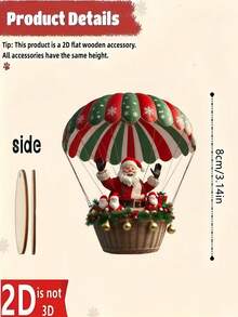 10/20/30个装 2D 平面创意圣诞老人带降落伞木质装饰品，适合悬挂在各种场景中，营造节日气氛，装饰圣诞树，室内和庭院装饰，礼品悬挂，圣诞节悬挂装饰品，圣诞装饰，家居圣诞礼物，圣诞装饰品 - 彩色 - 查看 4