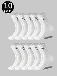 5/10/20 Pairs Thick Black & White Men's Winter Socks, Fashion Casual Comfortable, Suitable For Outdoor Sports, Running, Fitness, Compression Knee Socks, Business Casual Holiday Black & White Crew Socks, Christmas, Thanksgiving, New Year Holiday Gifts (Thick Version), Fits Shoe Size (35-39/39-42) - Multicolor - View 12