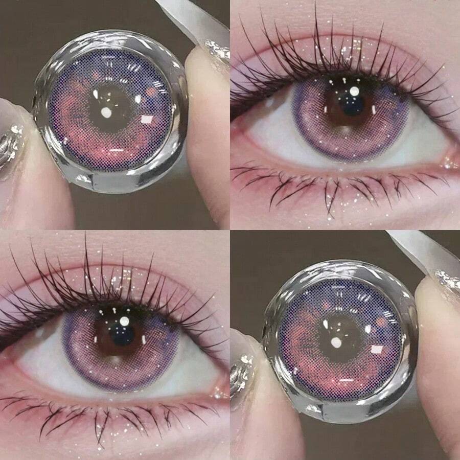 JeweLens 1 Cặp kính áp tròng màu, con ngươi lấp lánh, mặt nạ trang điểm cosplay làm đẹp mắt - Hồng - Xem 1