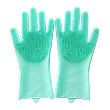 1 pieza Guante de baño para mascotas, herramienta mágica de baño para perros y gatos, guantes de silicona para la cocina, limpieza, lavado de perros y gatos, con cepillo de masaje, guante para lavar el pelaje, baño, frotado anti-arañazos y mordeduras, impermeable (color aleatorio)