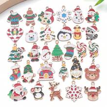 20/30pcs Christmas Charms - Enamel Alloy Santa/Snowman/Reindeer Pendants For DIY Keychains