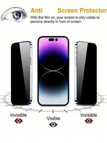 2 In 1 [Privacy Glass + Lens Glass Film] Full Cover Privacy Protection Screen Protector Tempered Glass Protector Compatible With Apple 11 12 13 14 15 16 PRO MAX Plus Mini Double Layer 3D Clear Camera Glass Film