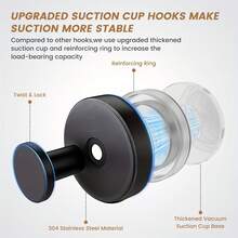 Crochet en acier inoxydable 304 avec ventouse puissante, convenant pour les salles de bain et les cuisines, utilisant la technologie du vide pour les crochets muraux, avec une capacité de charge de 6,8 kilogrammes, convenant aux surfaces lisses comme le verre, les miroirs et les carreaux, étanche et anti-rouille.