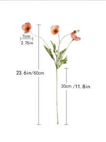 1/5 Stücke künstliche Mohnblume, 59 cm lang, mit 4 Blüten, einfacher und moderner Stil, kann gebogen werden und verblasst nicht - verwendet für DIY Blumenwand, Szenengestaltung, Wohnzimmer und Schlafzimmer Vase Blumenarrangement, Hochzeit, Party Dekoration, Schreibtisch Deko. Herbst und Frühling Blattdekor, Raumdekoration, Heimdekoration, Küchendekoration, Hochzeitsdekoration, Tischdekoration, Tischaufsätze, Bürodekoration, Gartendekoration, Outdoor-Dekoration