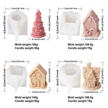 Molde de Silicone para Vela em Forma de Casa de Natal 3D, Molde DIY para Castelo, Homem de Gengibre Feito à Mão, Sabão, Gesso, Decoração de Presente e Festival de Natal