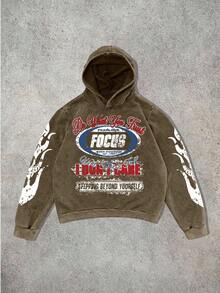 1 Stück Herren Lässig Hoodie mit Rennwagen Kreativdruck, Sweatshirt für Herbst/Winter, Langarm Oberteil