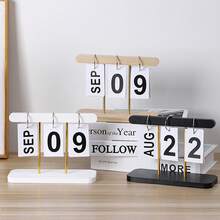 1件北欧风格豪华翻页日历桌面摆件，家居客厅玄关办公室书架装饰品，倒计时房间装饰家居摆件家居微缩物件