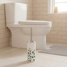 Juego de baño con estampado vegetal, set de 5 piezas, organización multifuncional, limpieza eficiente, decoración para hogar, diseño moderno y natural - Verde menta 2 - Ver 2