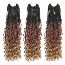 Göttinnen Box Braids Crochet-Haar, 14 Zoll Boho Box Braids Crochet-Haar, Bohemia Box Braids Crochet Braids, Box Braids mit lockigen Enden, unordentlich vorgeschlaufenes synthetisches lockiges Crochet-Haar für Frauen / 1B / 30/27