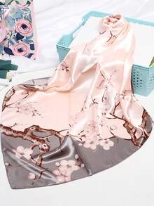 Khăn choàng đa năng thời trang 90cm x 90cm, họa tiết hoa hồng, khăn choàng vuông lớn dùng để quấn váy - Hồng - Xem 8