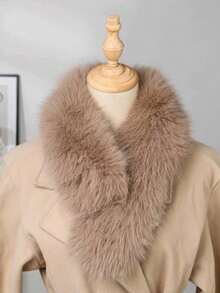 1 szt. Jednokolorowy, puszysty, zimowy szalik ocieplający szyję dla kobiet, gruby i ciepły, idealny na sukienkę