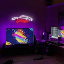 Garage Neon Sign, LED Wall Hanging Decor For Garage, Workshop, Man Cave - Ideal Gift For Dad And Auto Enthusiasts, Plastic Material, Switch Controlled, USB Powered, Non-Variable Single Hue ,Bedroom Decorations - White+Red - View 4