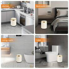 1-Pc Plastic Modern Waste Bin[3.17gal Odor Lock Trash Can][Oval Push Top Garbage Container]For Bedroom/Bathroom/Kitchen, Black - 星際灰 - 查看 7