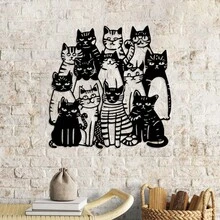 Whimsical Cat Metal Wall Art - Perfect Gift For Cat Lovers, Ideal For Housewarming, Thanksgiving & Christmas Decor
