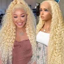 30 Inch Lace Front Wig Human Hair 613 13X4 Transparent Lace Deep Wave 200 Density Free Part Blonde Lace Front Wigs Human Hair Pre Plucked With Baby Hair 613 HD Lace Frontal Wig For Women - S613 - 查看 1