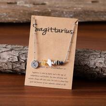 1pc Bohemian Style Natural Stone Necklace With 12 Zodiac Birthstone Pendants - Astrology Constellation ​Personalized Aries​,Taurus​​,Gemini​​,Cancer​​​​,Leo​ ,Virgo​,Libra​,Scorpio​​,Sagittarius​​,Capricorn​,Aquarius​​,Pisces​ Jewelry Perfect Birthday Gift For Her Women, Men, Daughte, Wedding Party Mother's Day Christmas Versatile Everyday Wear (Stone Shape, Size, And Color May Vary)