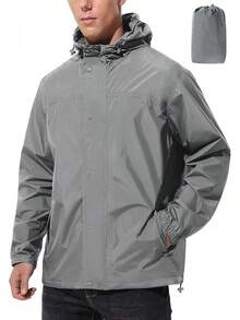 GYHSLightweight Rain Waterproof Windbreaker Packable Rain Coat - 深灰色 - 查看 1