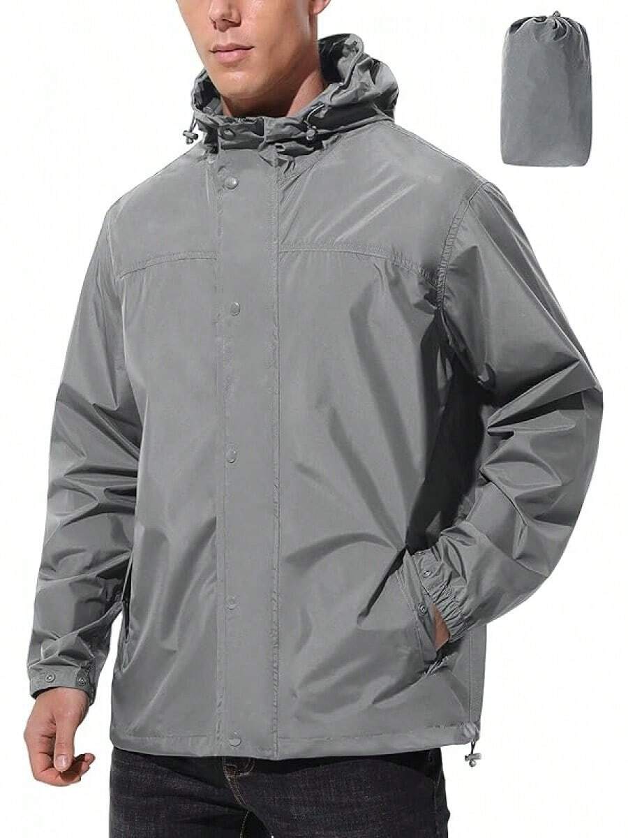 GYHSLightweight Rain Waterproof Windbreaker Packable Rain Coat - Màu xám đen - Xem 1