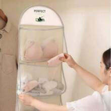 Bolsa de malla de almacenamiento colgante de 3 capas para ropa interior, calcetines y sujetadores - Adecuado para dormitorio y organizador de pared para el hogar con bolsillos transparentes | Organizador de ropa multicapa, organizador colgante de armario con bolsillos de malla y percha giratoria de metal, bolsa ahorradora de espacio de malla