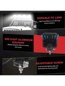1 đèn làm việc LED chống nước IP67, đèn làm việc độ sáng cao, đèn làm việc LED công suất cao chịu tải nặng - Nhiều màu - Xem 4