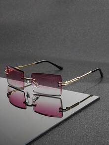 一副高级复古金属无框方形时尚男士眼镜，适合所有季节，时尚百搭，日常佩戴，街头风，T台走秀，户外活动，骑行，驾驶，旅行，海滩度假，假日休闲，附赠清洁布 - 彩色 - 查看 21