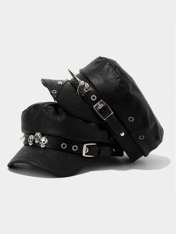 1 Stück Damen Halloween modischer Totenkopf Zeitungsjungenmütze, Unisex, verstellbar, geeignet für Halloween Outfit