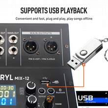 8/12-Channel Bluetooth Studio Audio Mixer 99 Bit DSP Digital Processor W/USB MP3 For PC Recording Input, XLR Microphone Jack, 48V Power, For Professional And Beginners DJ Mixer - US A Type Plug(110-127V) - View 11
