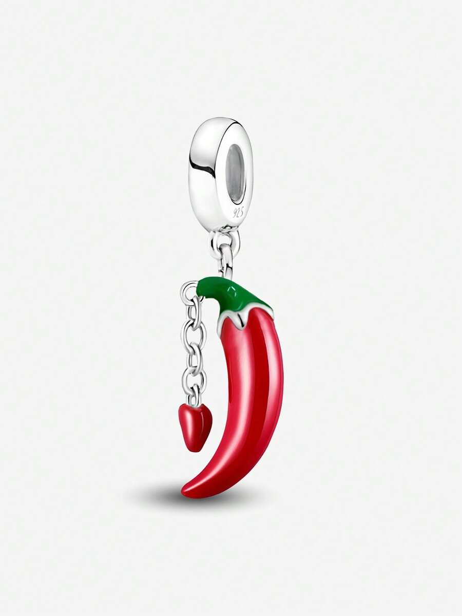 1pc 925 Sterling Silver Tassel Pepper Pendant Bead, Suitable For DIY Bracelet And Women Jewelry - Style 5 - View 1