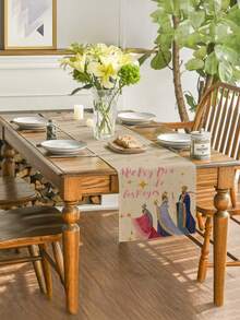 1pc Three Wise Men, Three Kings With Star, Multi-Size Options, Table Runner, Table Decoration, Tablecloth, Home Decor, Dining Table Decor, Fireplace Mantel Scarf, Glass Door & Window Valance, Entryway Decor - Multicolor - View 8