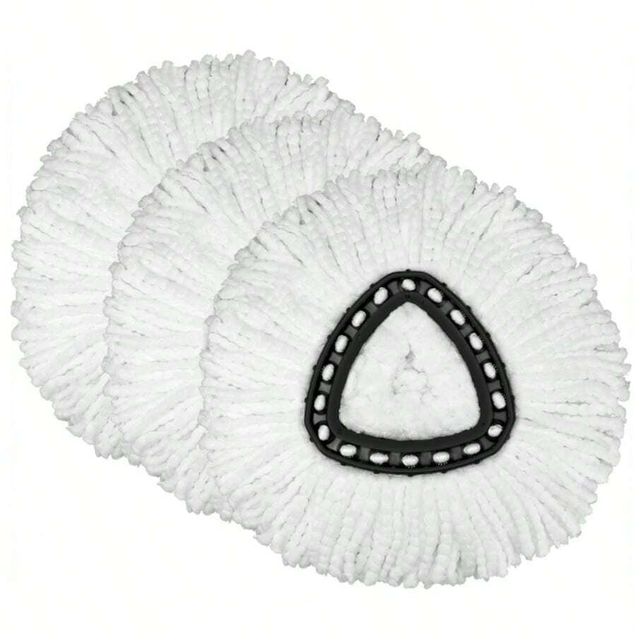 3 Pack Microfiber Mop Replace Heads Spin Mop Refill Compatible With Ocedar EasyWring Spinning Mop - Deep Cleaning Machine Washable And Easy-To-Replace Mops Head For Floor Cleaning - 白色 - 查看 1